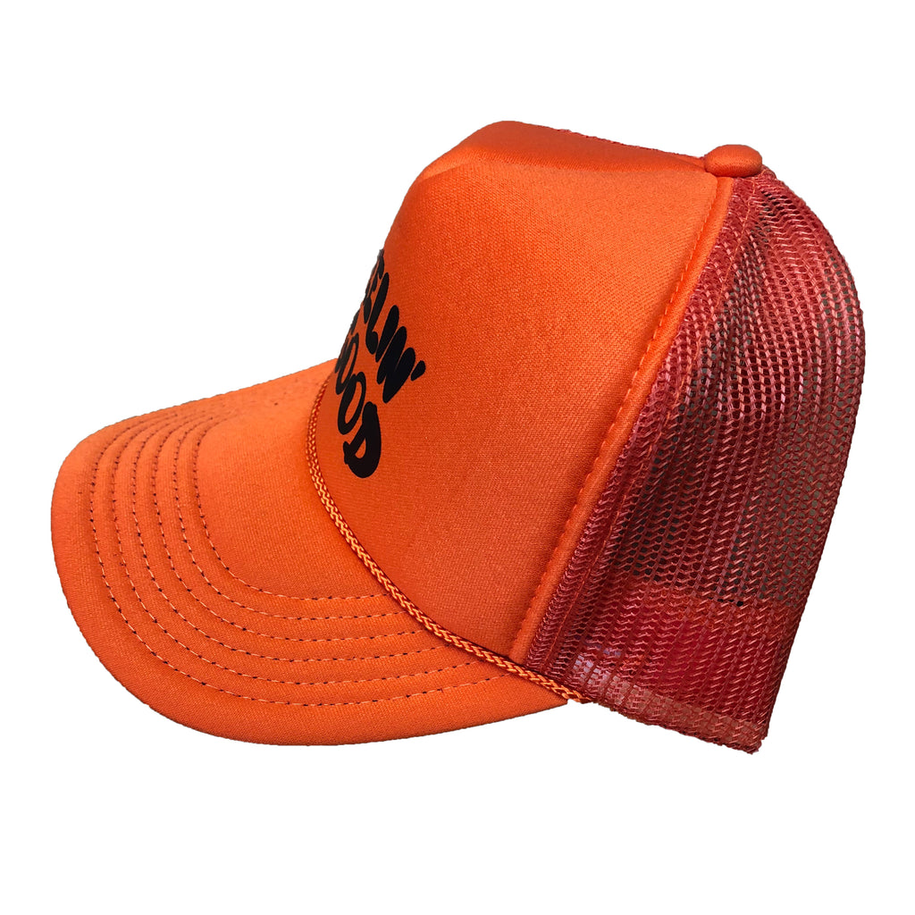 Dweegz: Feelin' Good Trucker Hat- Orange with Black Text