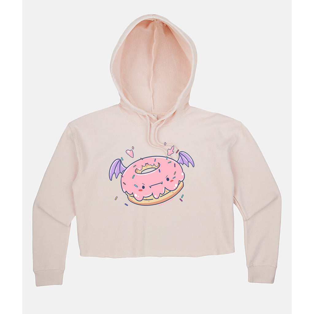 Toxic Moxie: Spoopy Donut Women's Cropped Hoodie- Pink
