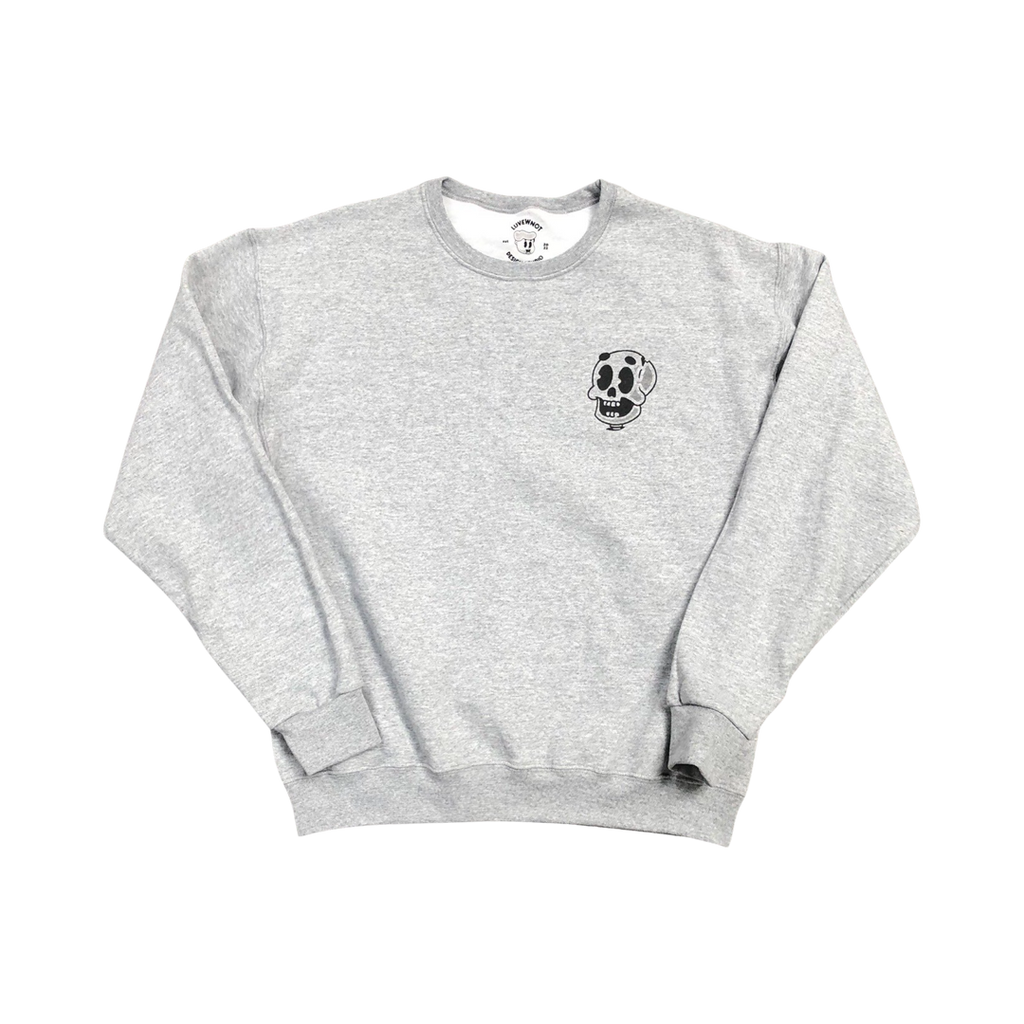 Luvewnot: Skeleton Crewneck Sweatshirt- grey w/black