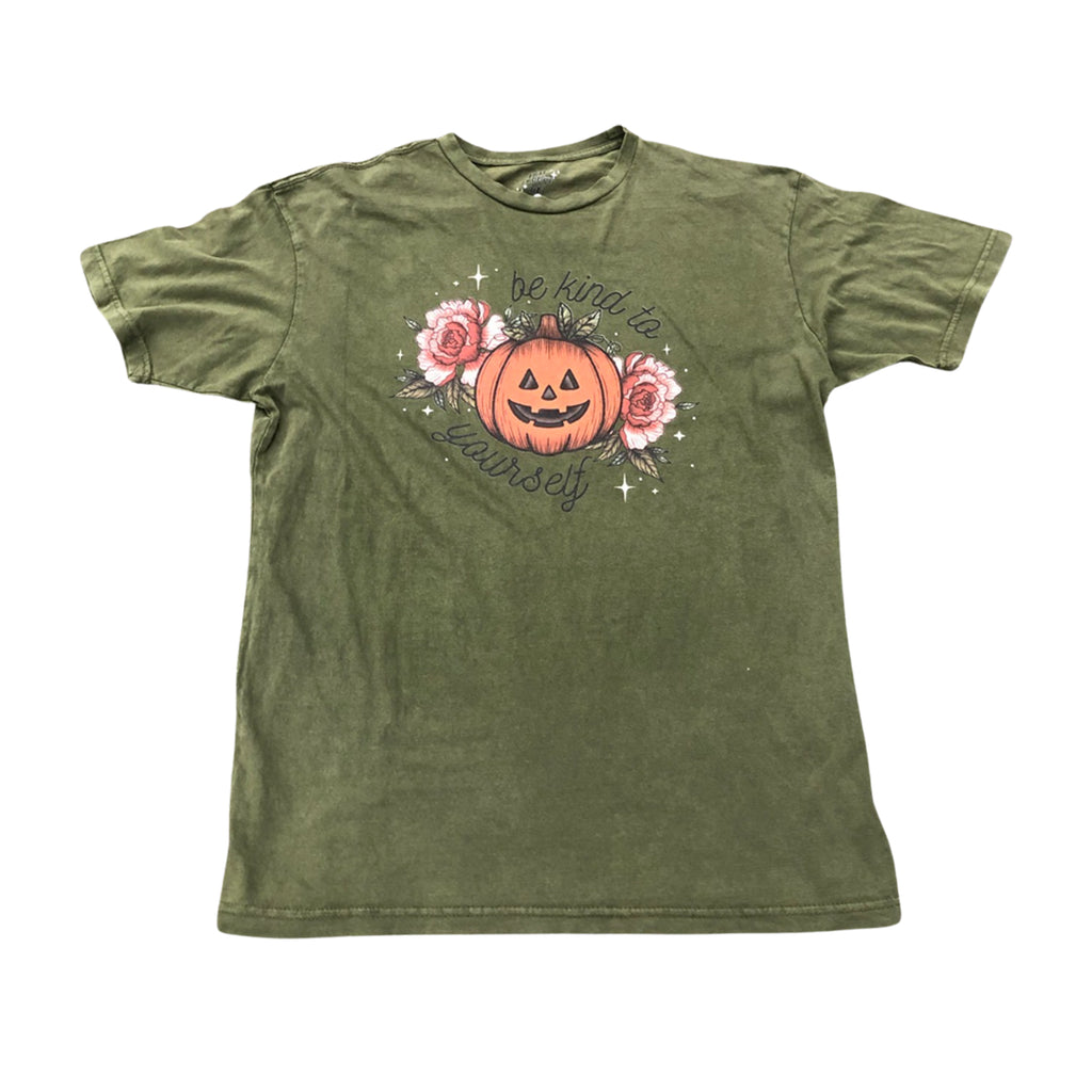 Spooky Girl: Be Kind To Yourself Vintage Wash Tee- Green