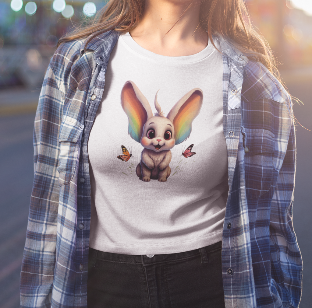 Frankie Bunny Womens Ringer Tee- Natural w/Navy