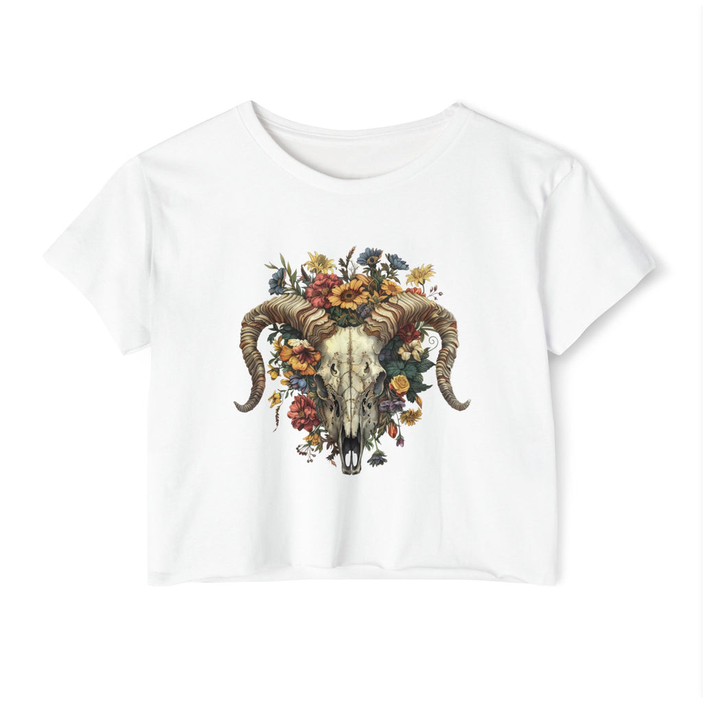 Dweegz: Colorful Cow Skull Crop Top