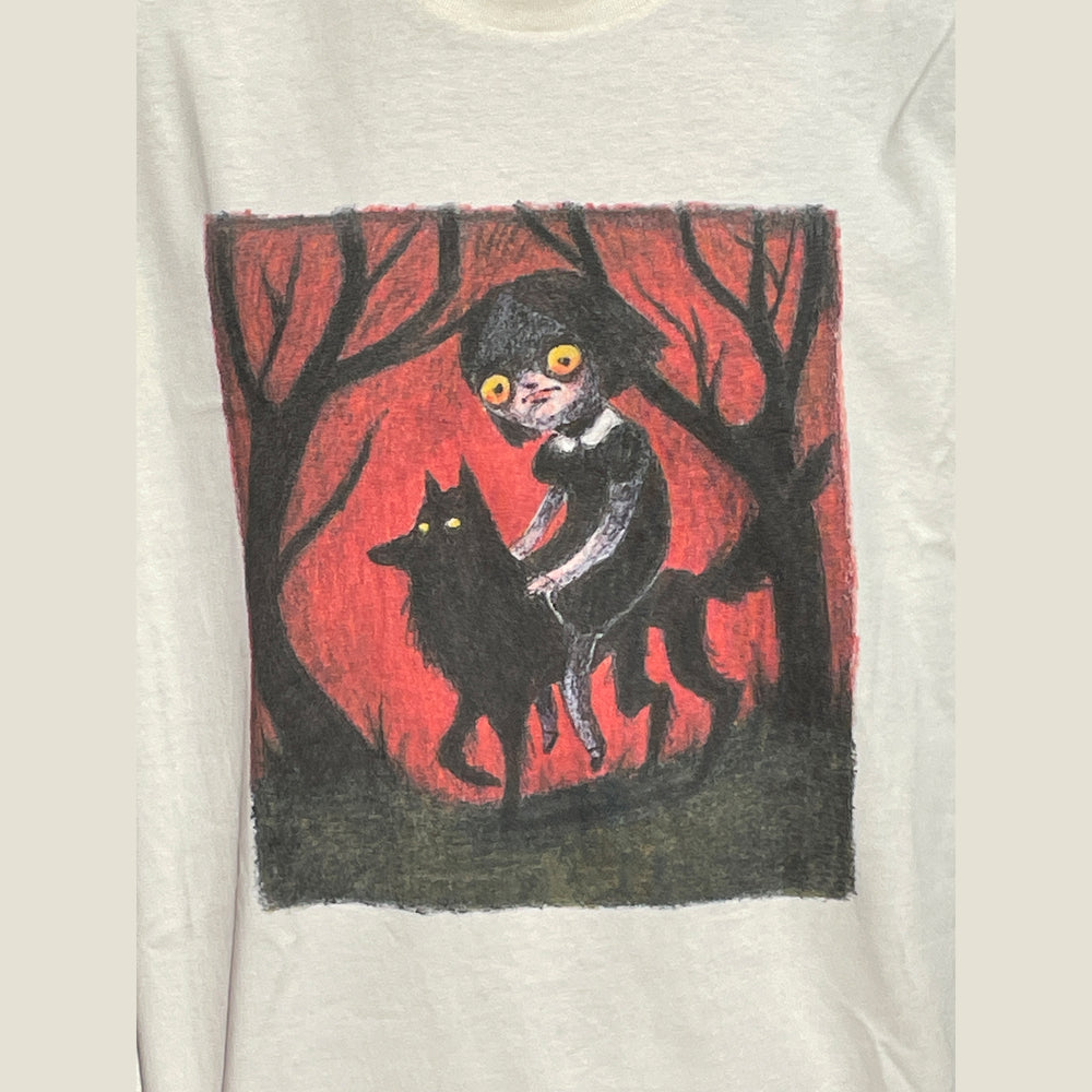 woodedwoods: Haunted Wolf Ride Tee- natural