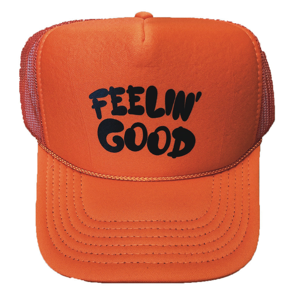 Dweegz: Feelin' Good Trucker Hat- Orange with Black Text