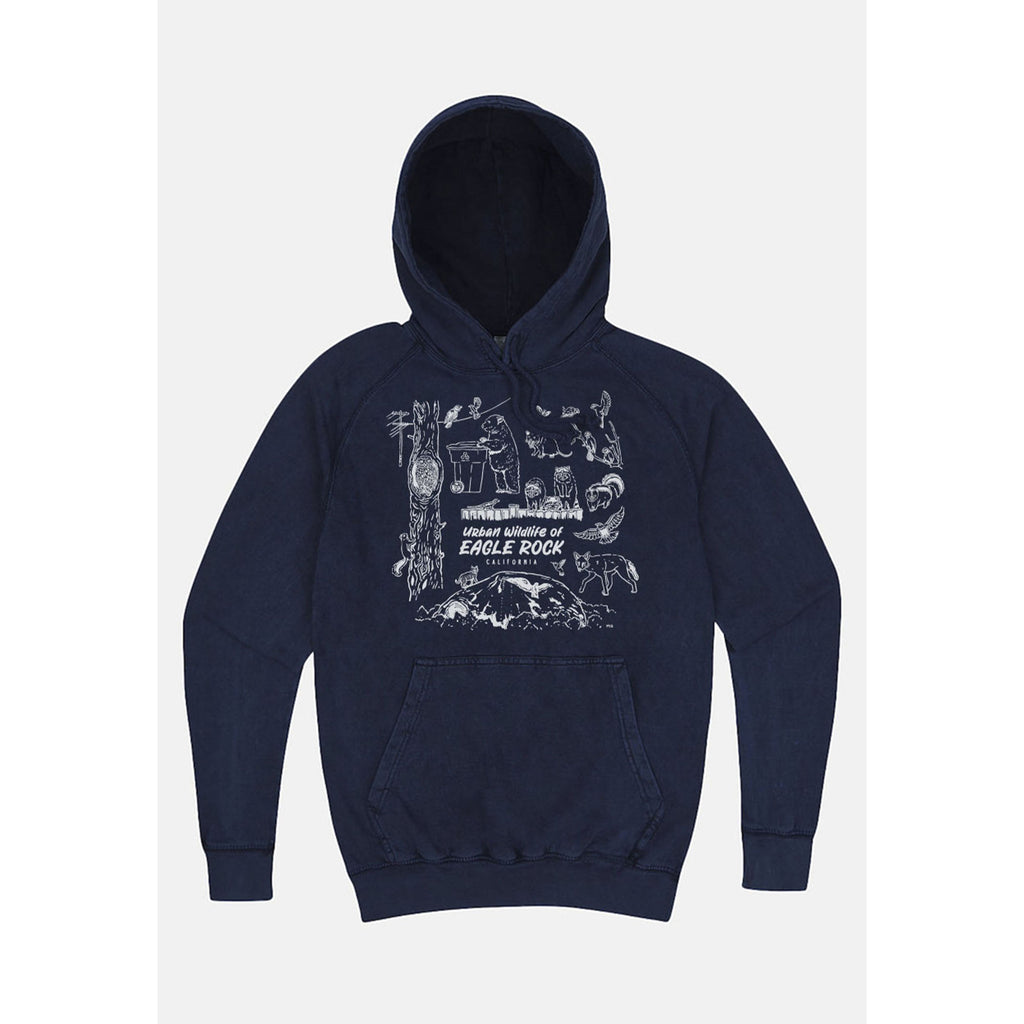 Ming Ong: Eagle Rock Wildlife Vintage Washed Hoodie- Navy