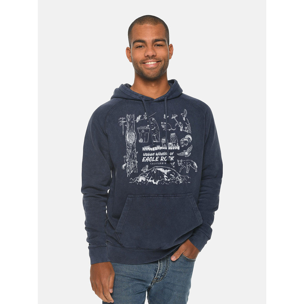 Ming Ong: Eagle Rock Wildlife Vintage Washed Hoodie- Navy