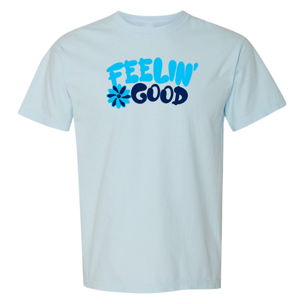 Feelin' Good Adult Unisex Short Sleeve Tee- Light Blue