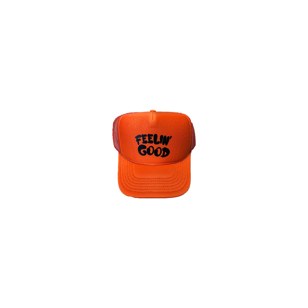 Dweegz: Feelin' Good Trucker Hat- Orange with Black Text