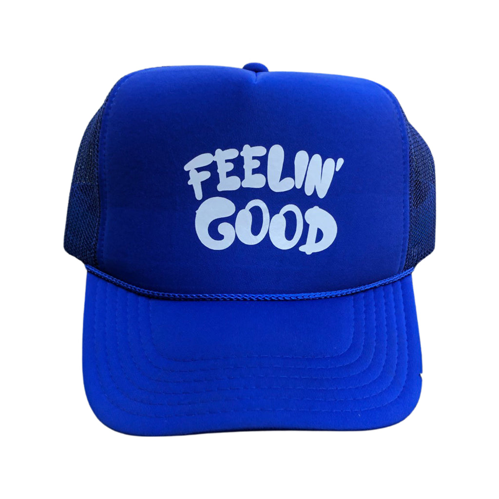 Dweegz: Feelin' Good Trucker Hat Royal with White Text