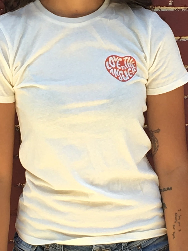 Dweegz: Love is the Answer- Adult Women's natural tee