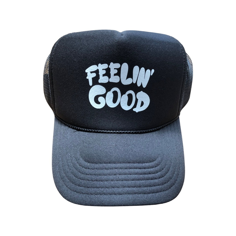 Dweegz: Feelin' Good Trucker Hat- Black with white Text