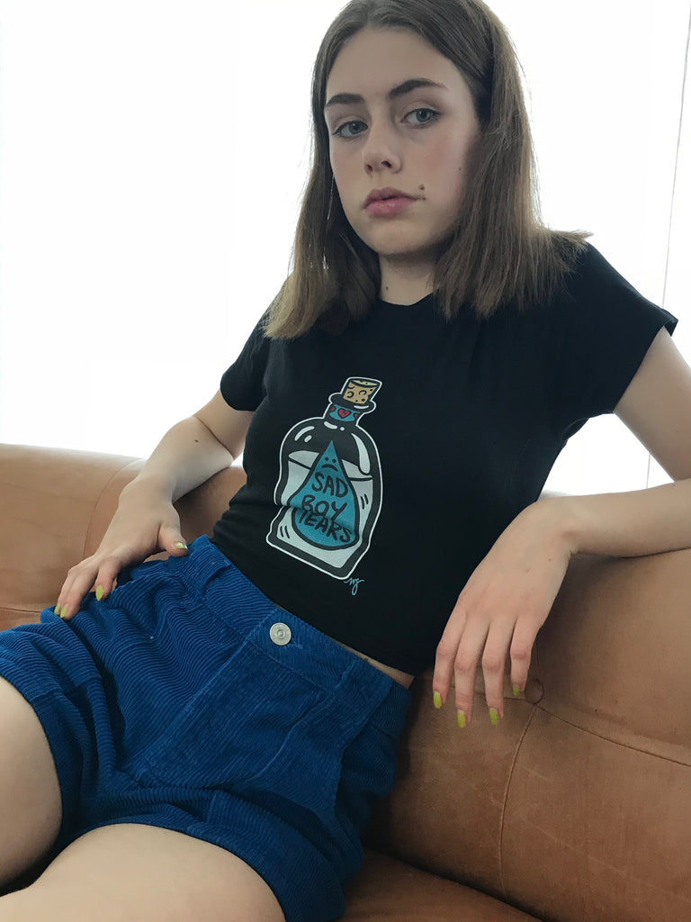 MD- Sad Boy Tears adult black short sleeve tee