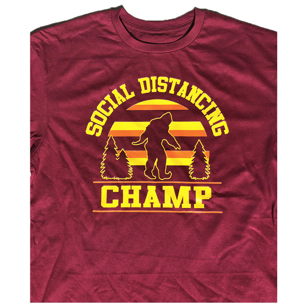 Dweegz: Social Distancing Champ Maroon Unisex Short Sleeve Tee