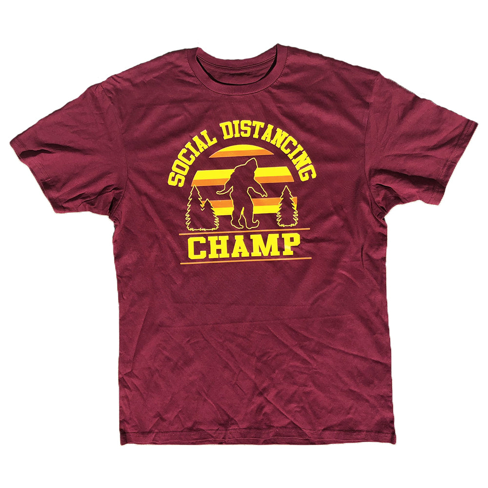 Dweegz: Social Distancing Champ Maroon Unisex Short Sleeve Tee