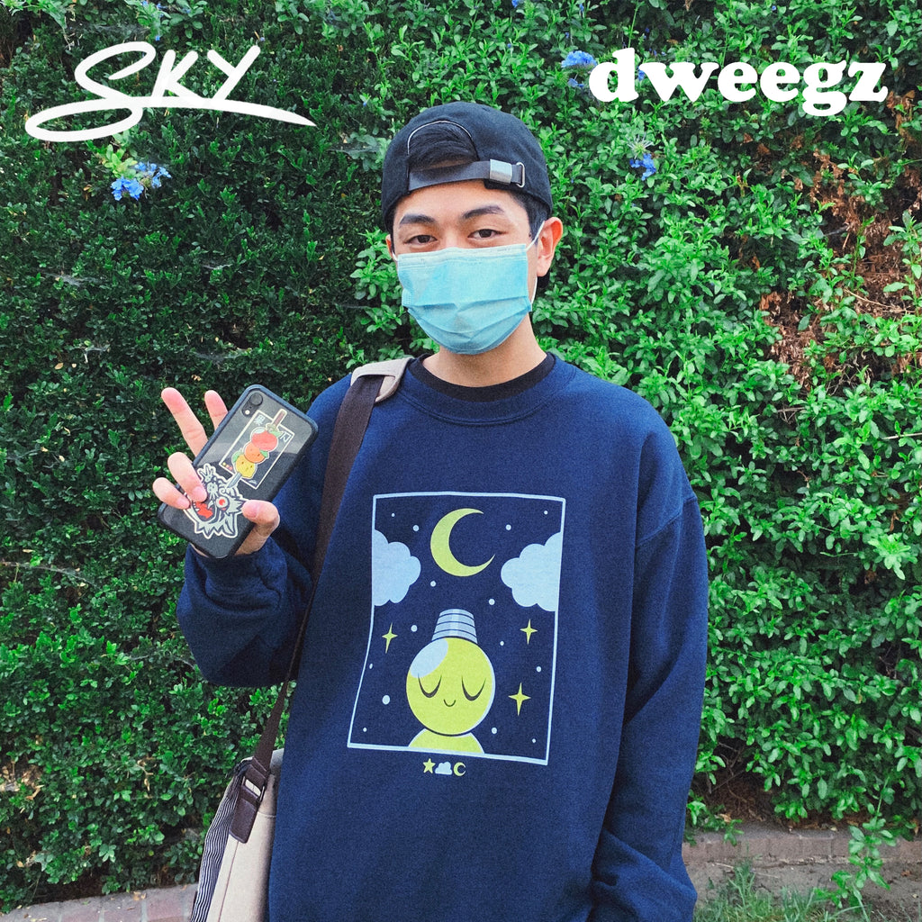 Isaac Sky Lee: Starry Night Crewneck Fleece Navy