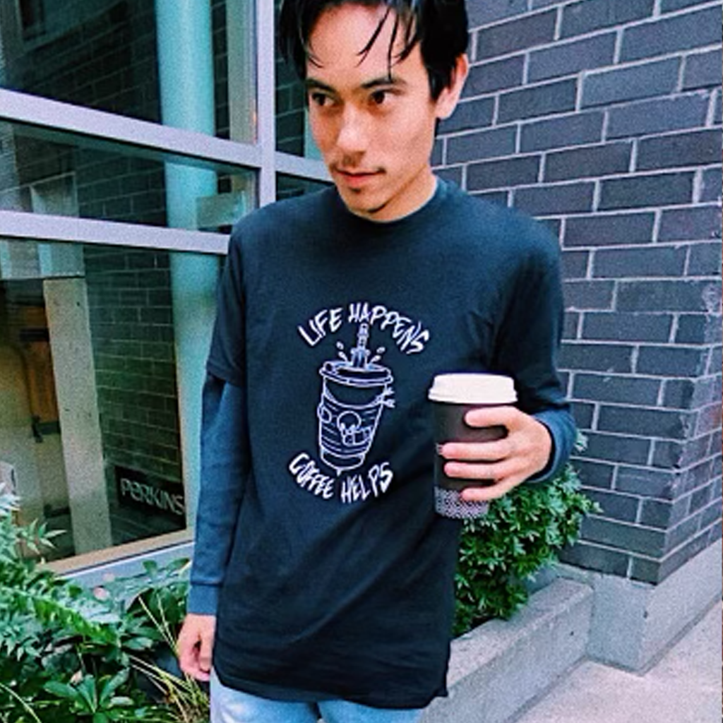 Drawnt: Life Happens, Coffee Helps Tee - Black