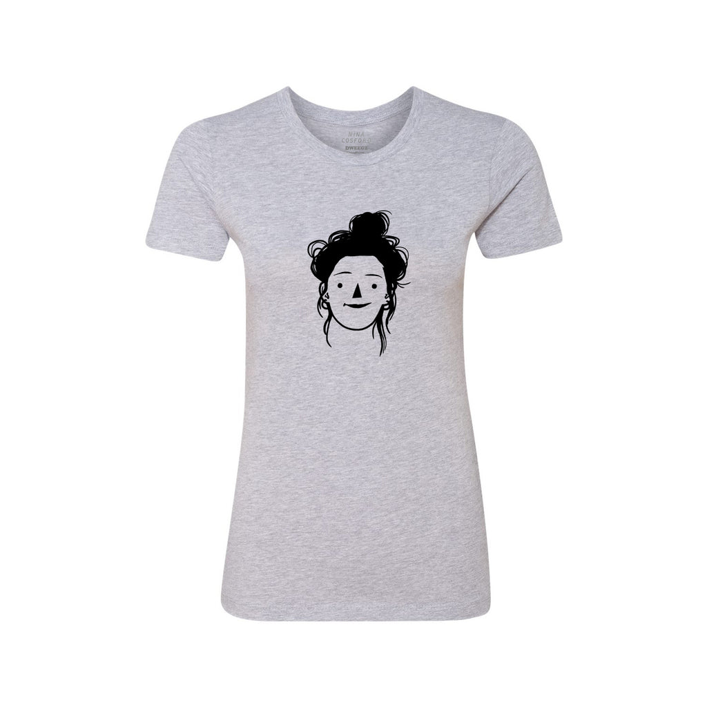 Nina Cosford : Messy Bun Womens Adult Tee Grey