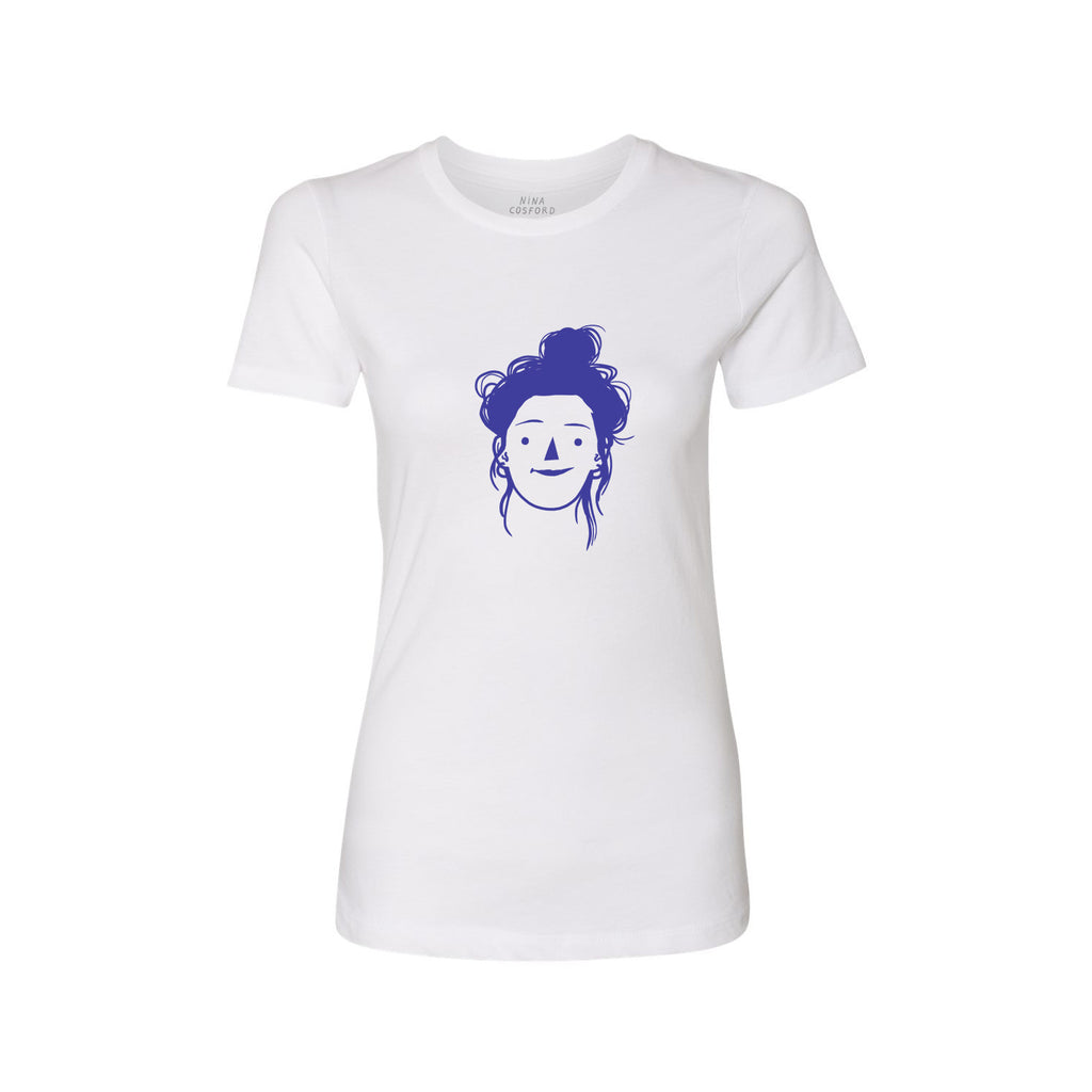 Nina Cosford : Messy Bun Womens Adult Tee White