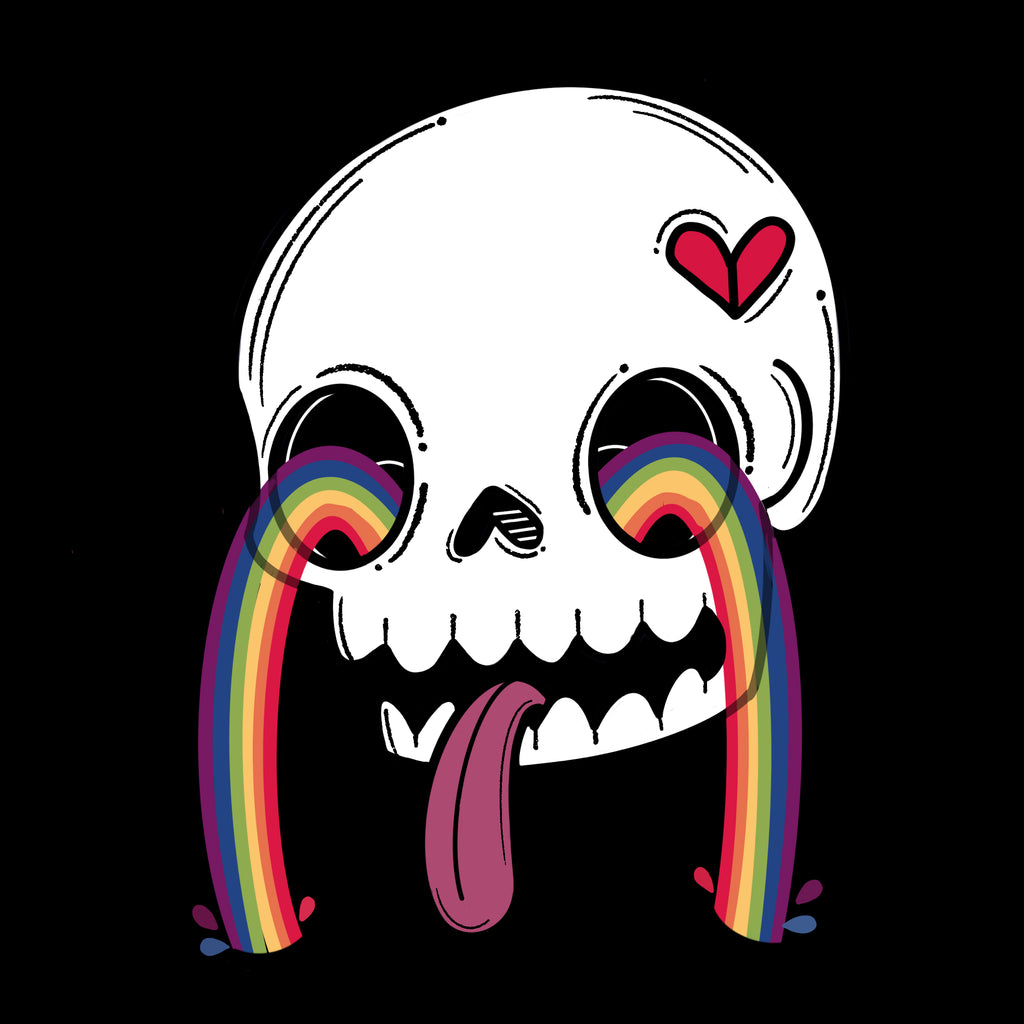 Toxic Moxie: Rainbow Skelly Tee- Black